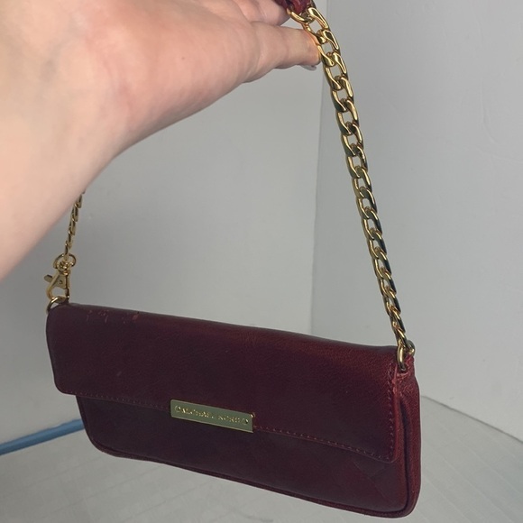 Michael Kors wallet on a chain/ wristlet in red leather and gold hardware